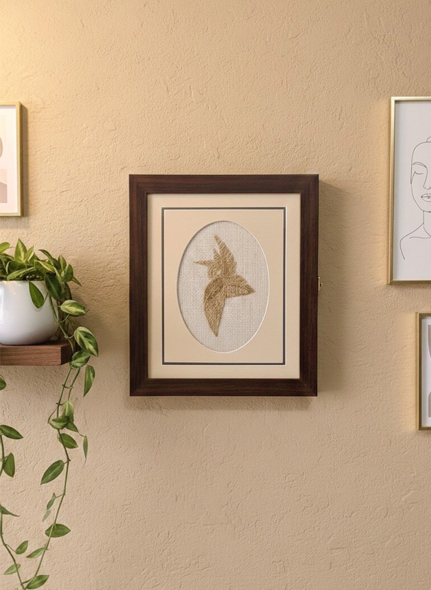 Golden Bird Embroidered Key Holder Box